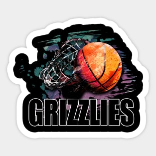 Retro Pattern Grizzlies Basketball Classic Style Sticker